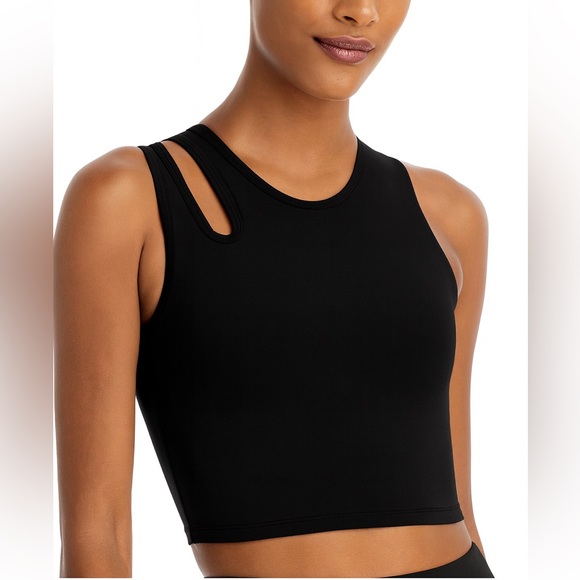 Aqua Tops - NWT Aqua Black sports bra longline cutout shoulder size XS